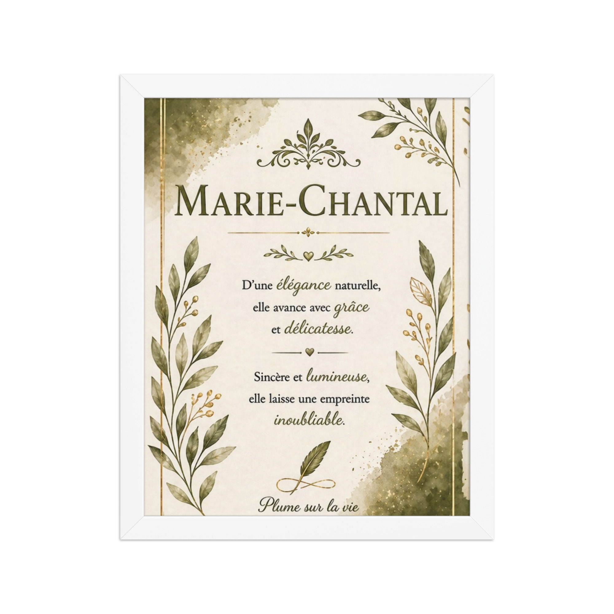 Affiche prénom Marie-Chantal _ Création poétique, élégante et personalisée