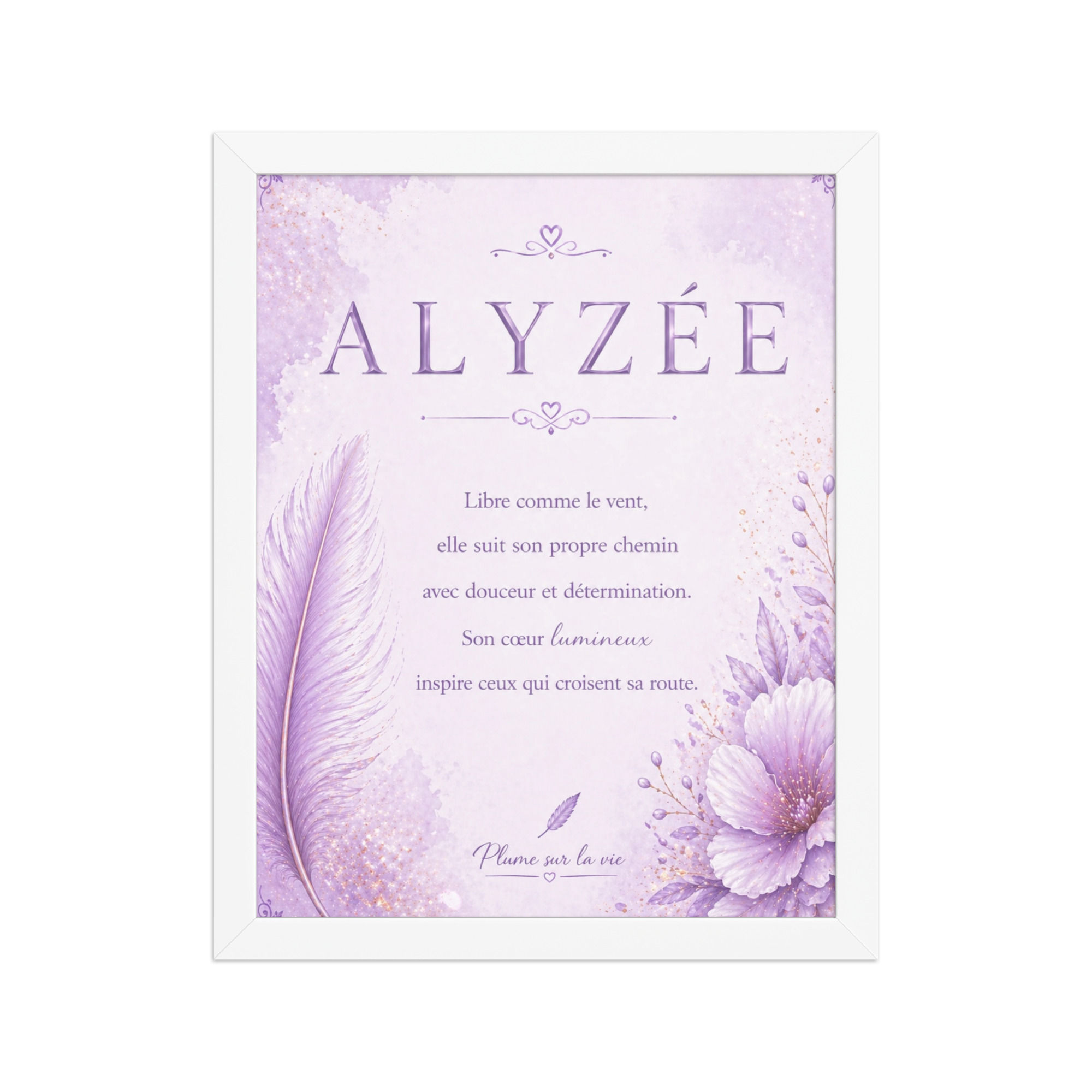 Affiche prénom Alyzée - Création poétique, élégante et personalisée