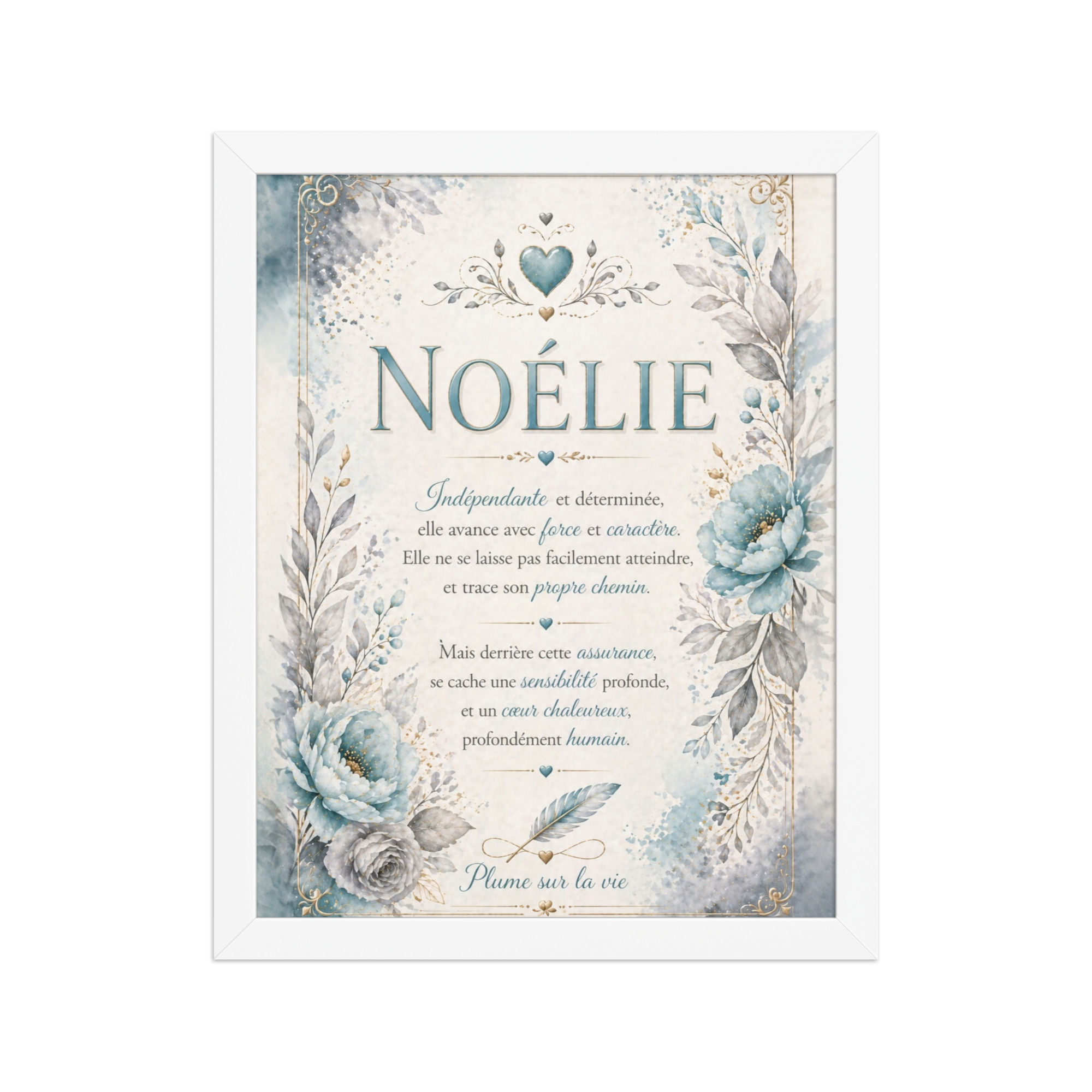 Affiche prénom Noélie - Création poétique, élégante et personalisée