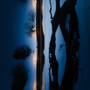 arial view al footpath in winter