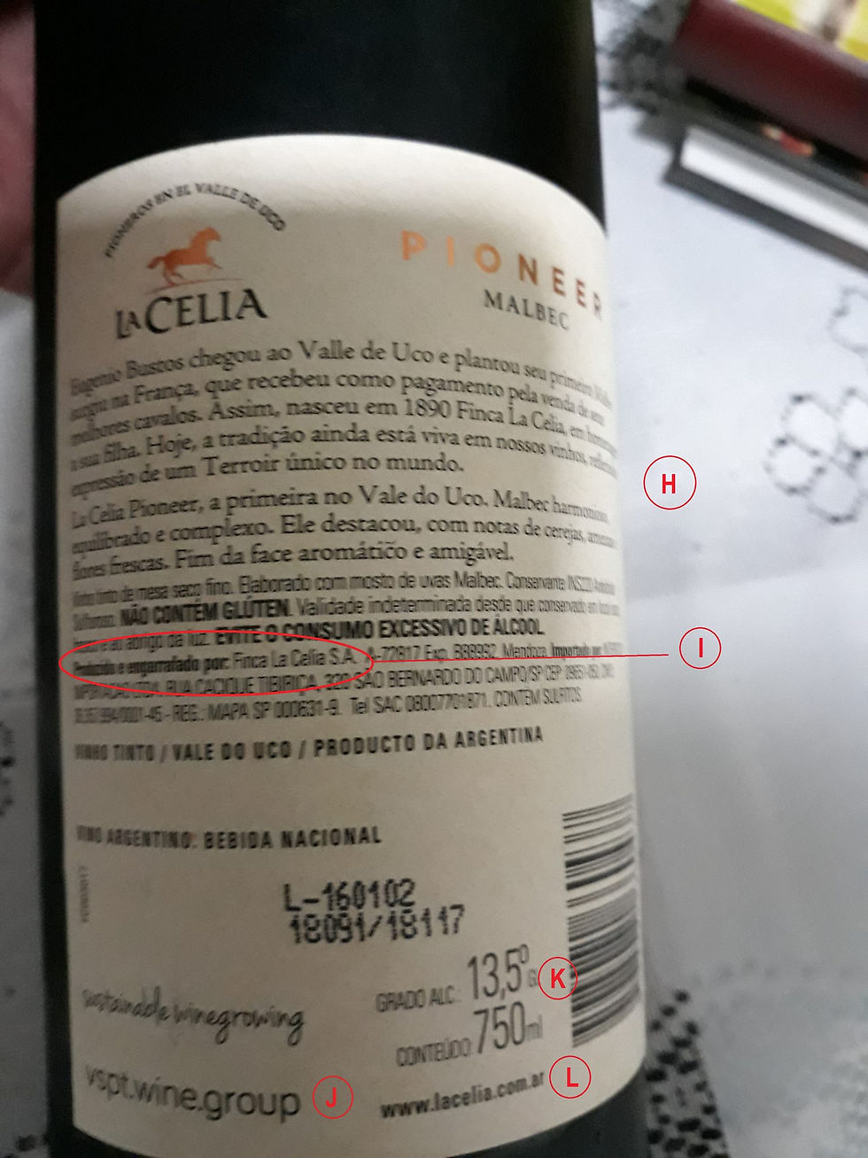 La Celia - Malbec 2016 - contrarrótulo