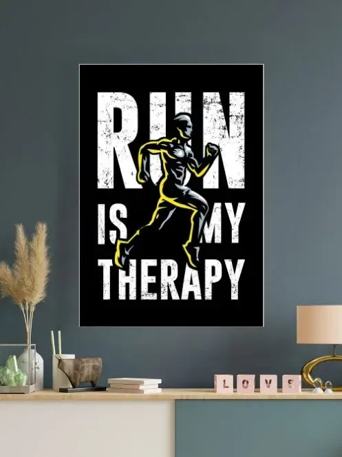 Run is my Therapy | Gym Workout Poster