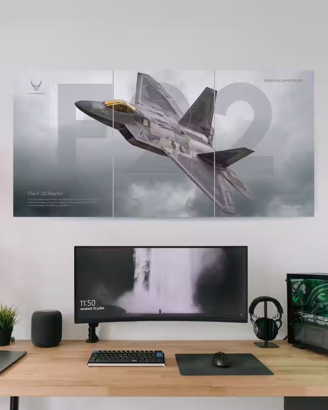 F-22 Raptor | Fighter Jet | Wall Poster | 3 Piece Set