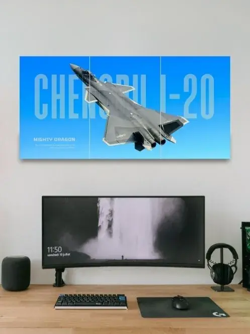 Chengdu J-20 | Stealth Fighter Jet | 3 Split Poster