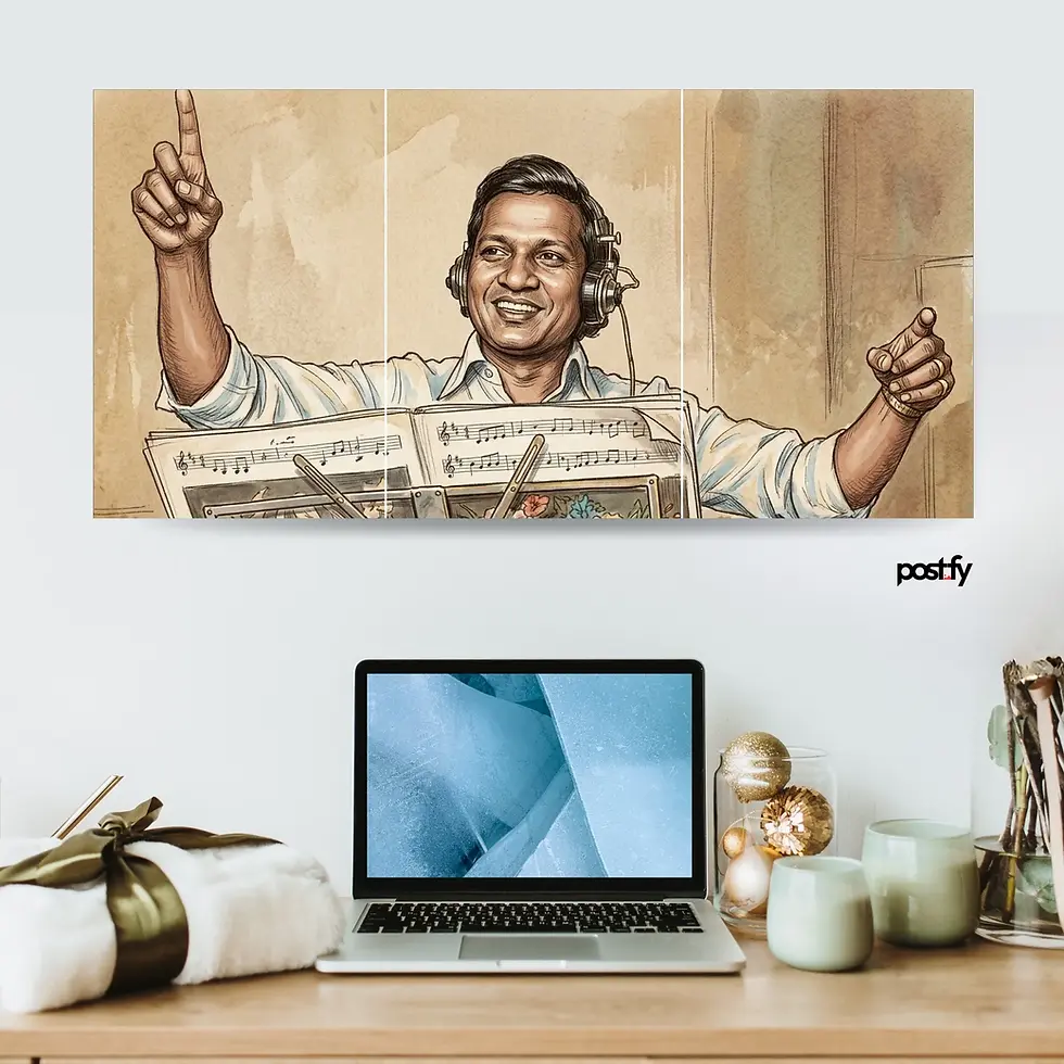 ilaiyaraaja | 3 Split Poster | sketch art wall poster