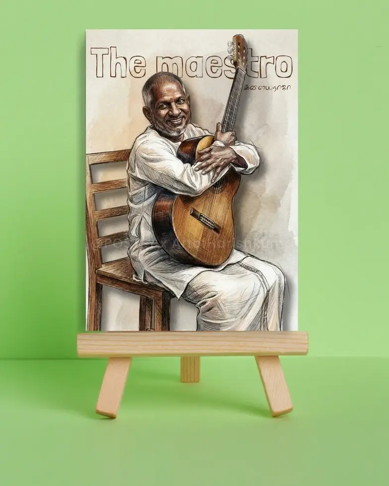 The Maestro Ilaiyaraja sketch art wall poster