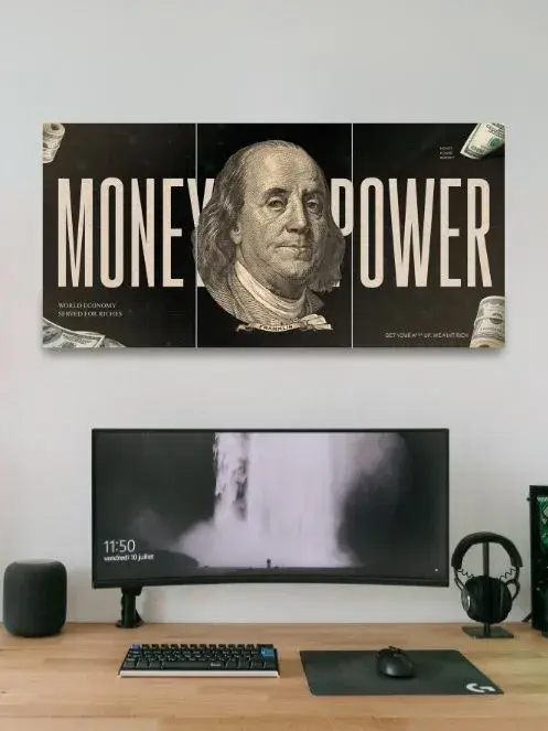 Money Is Power | Motivational Poster | 3 Split Poster