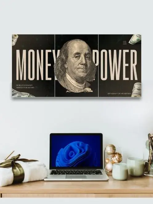 Money Is Power | Motivational Poster | 3 Split Poster