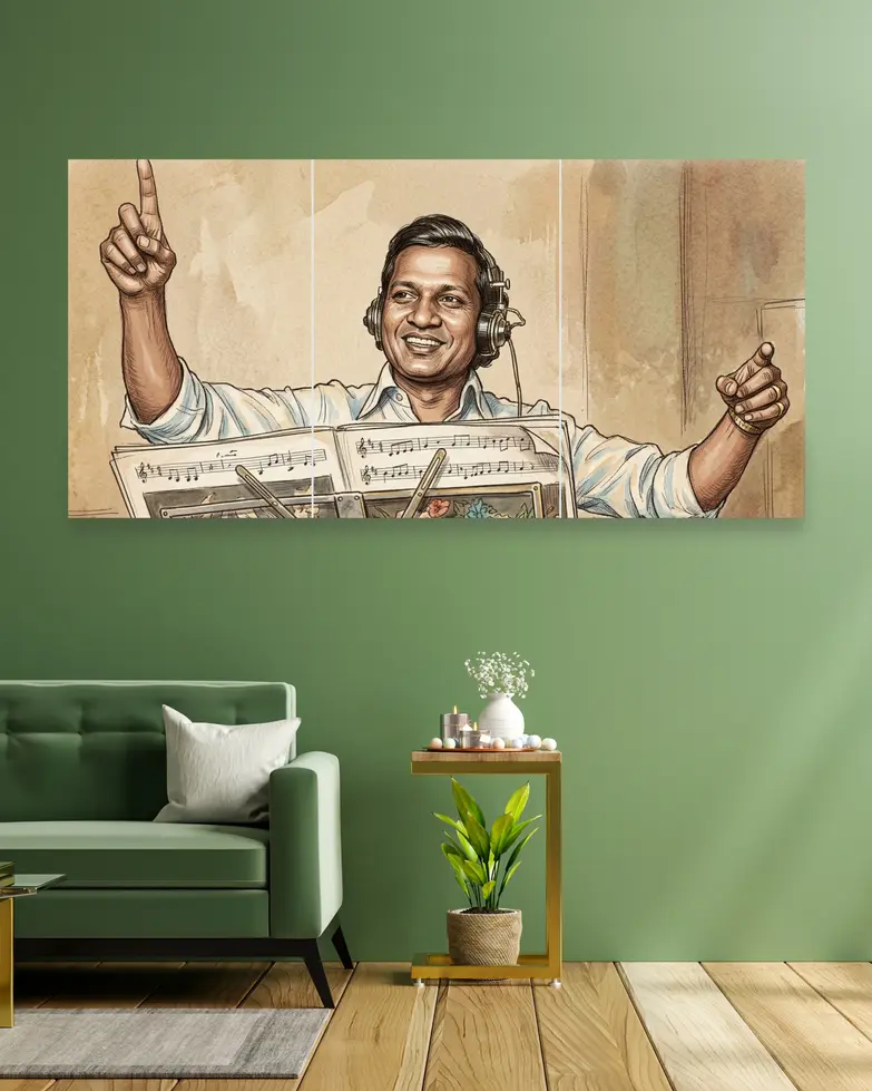 ilaiyaraaja | 3 Split Poster | sketch art wall poster