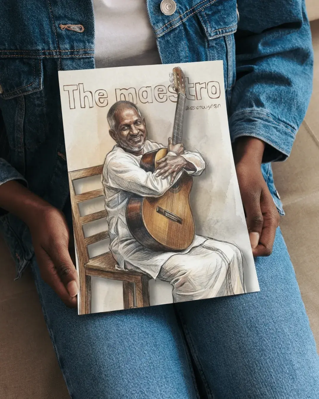 The Maestro Ilaiyaraja sketch art wall poster