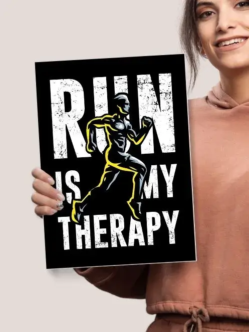Run is my Therapy | Gym Workout Poster