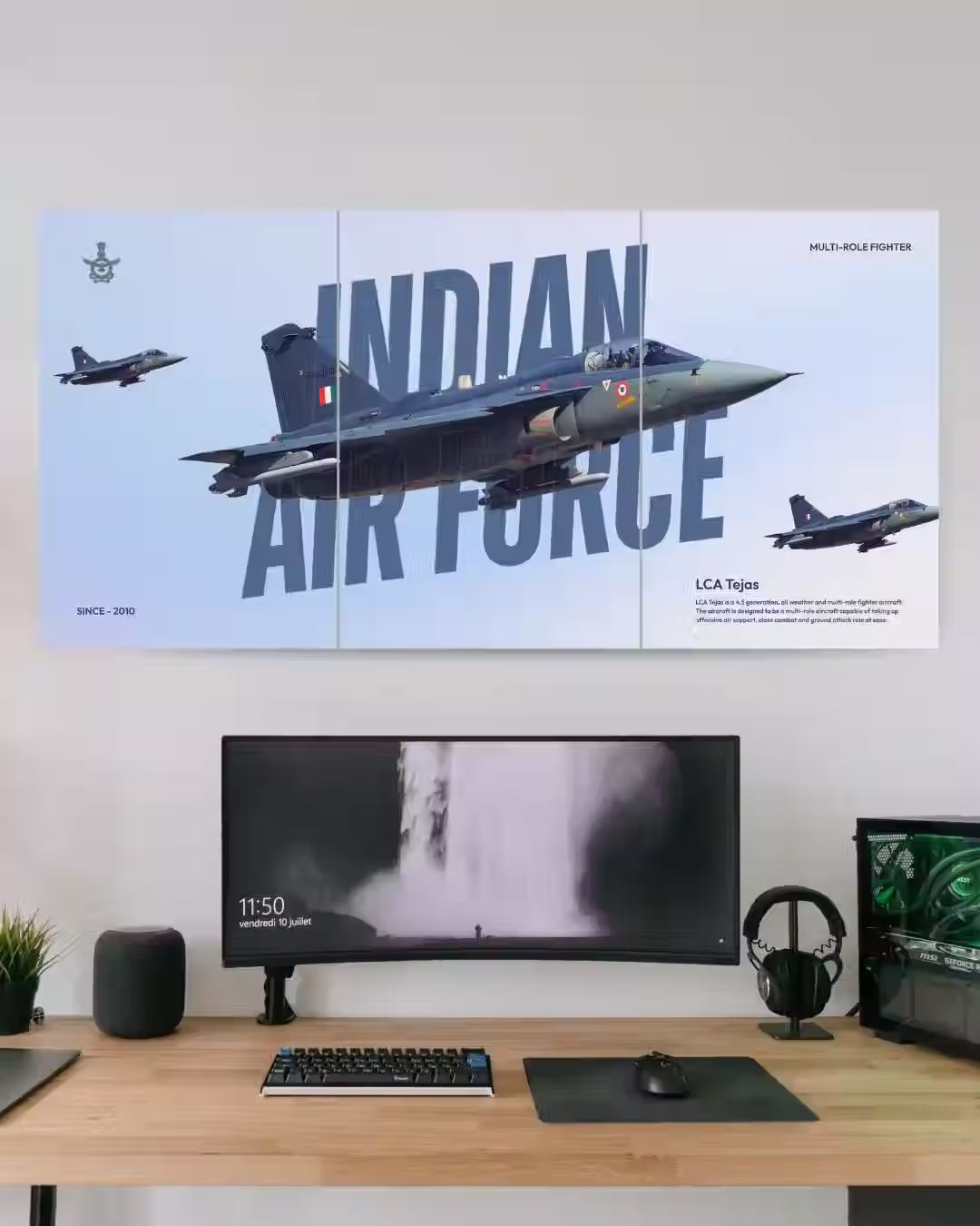 Tejas Indian Airforce | Fighter Jet | Wall Poster | 3 Piece Set