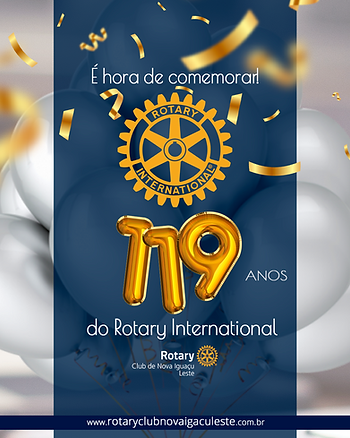 Cartão de aniversário comemorando os 119 anos do rotary International