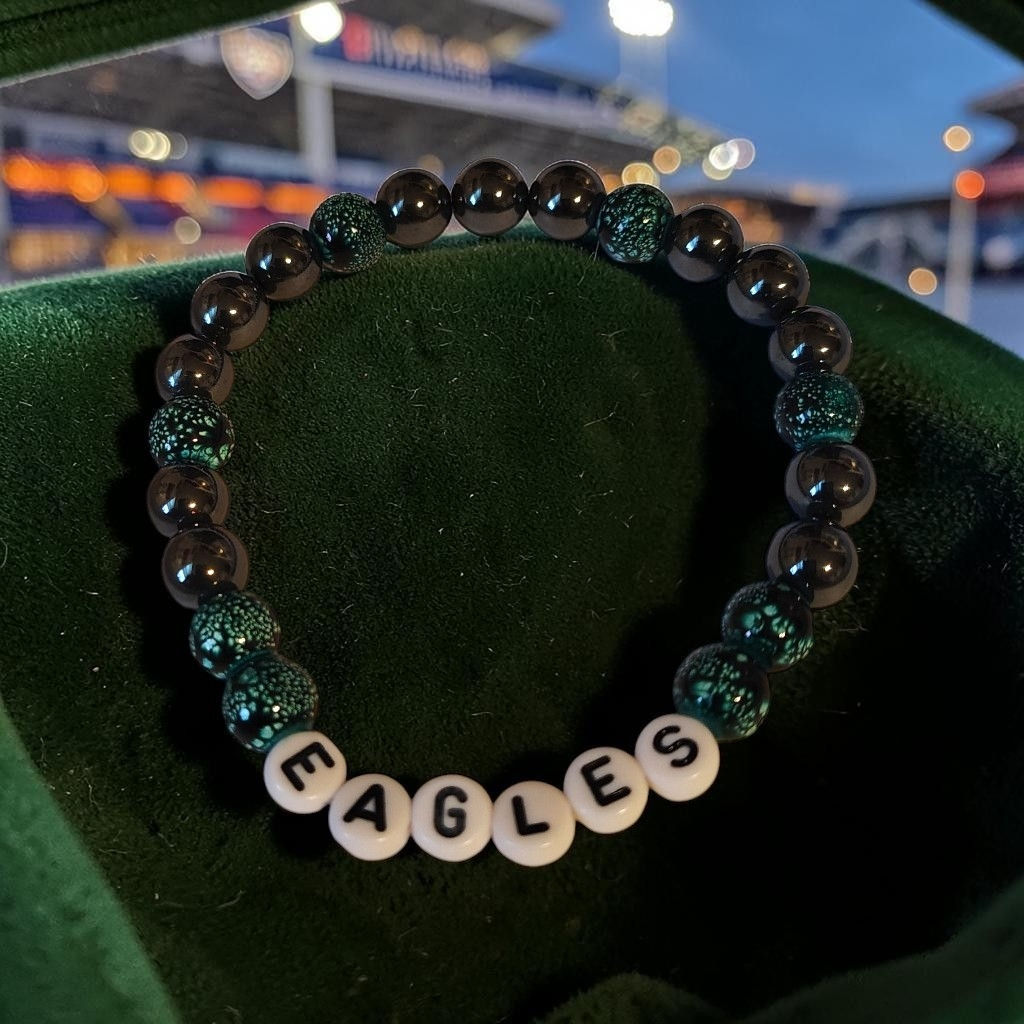 Eagles Hematite & Green Crackle