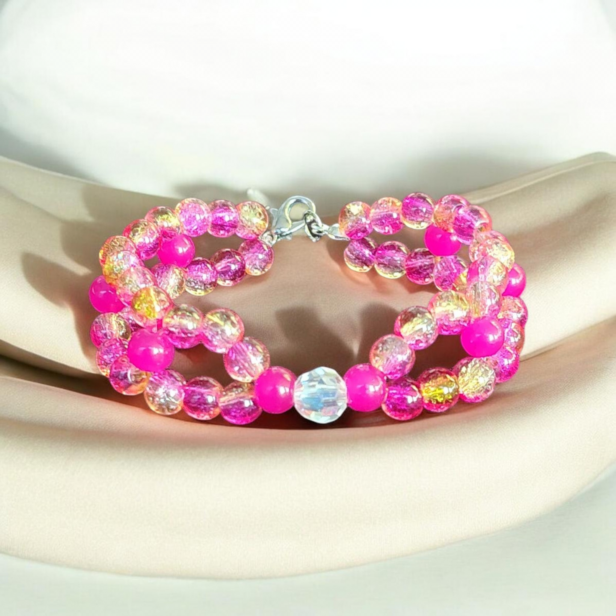 Fuchsia Marble & Glass Swirl