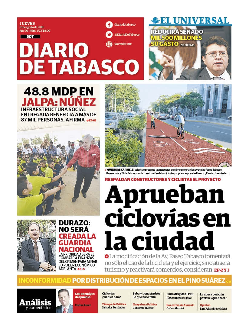 20180816 Diario de Tabasco Evaristo Cicl