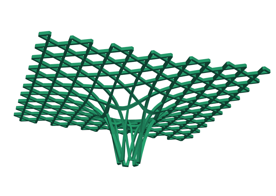 Bottom view of building with Kagome pattern