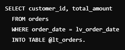 - Select statement with where clause.
