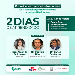 Curso de Monitorização Hemodinâmica Invasiva e não Invasiva ocorrerá nos dias 26 e 27 de agosto