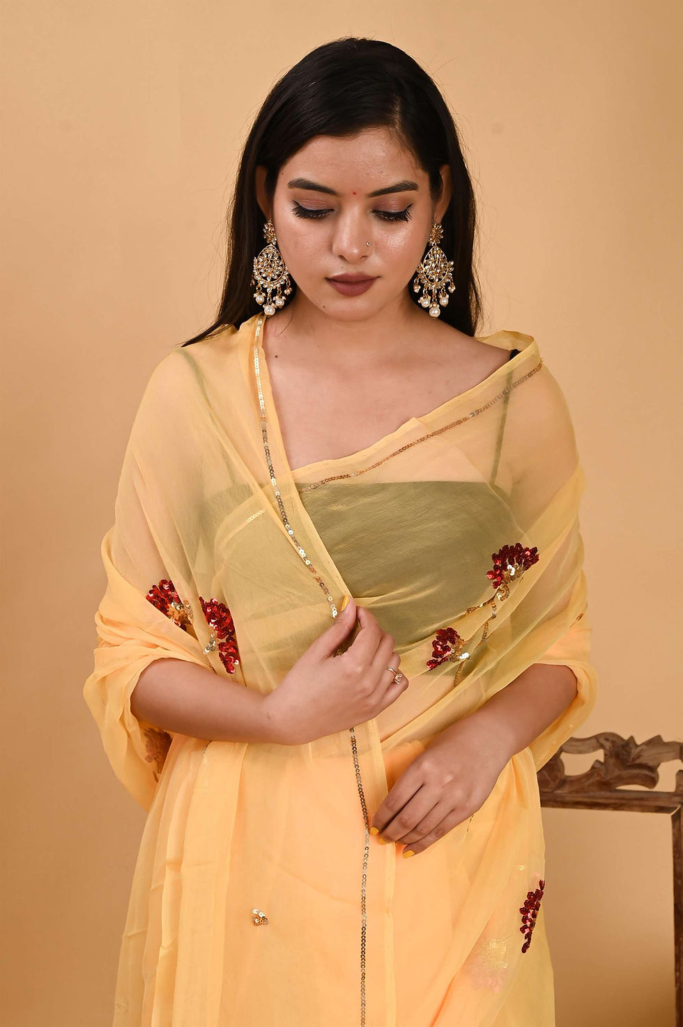 Thumbnail: Yellow special chiffon saree 