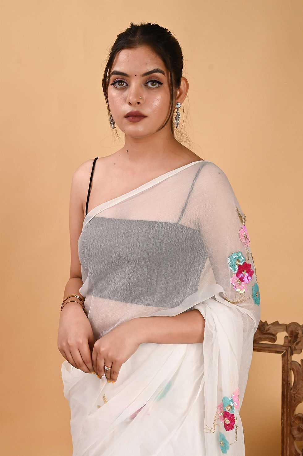 Thumbnail: Chiffon fancy hand work saree 