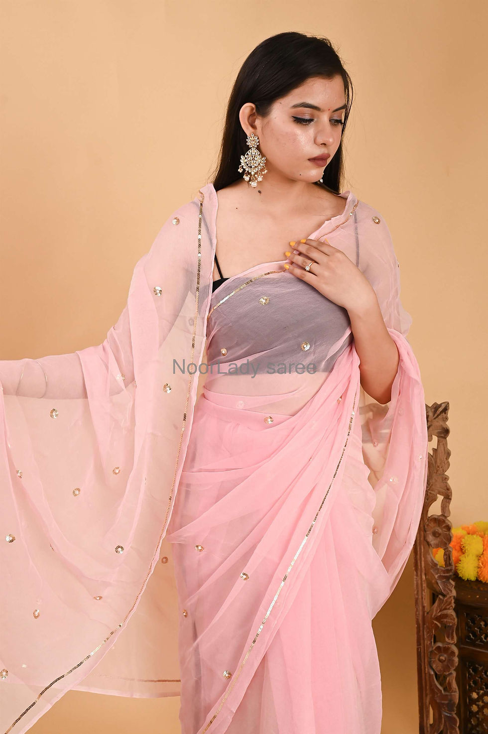 Thumbnail: Pink 🩷  chiffon sarees 