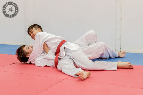 2 judo students practising