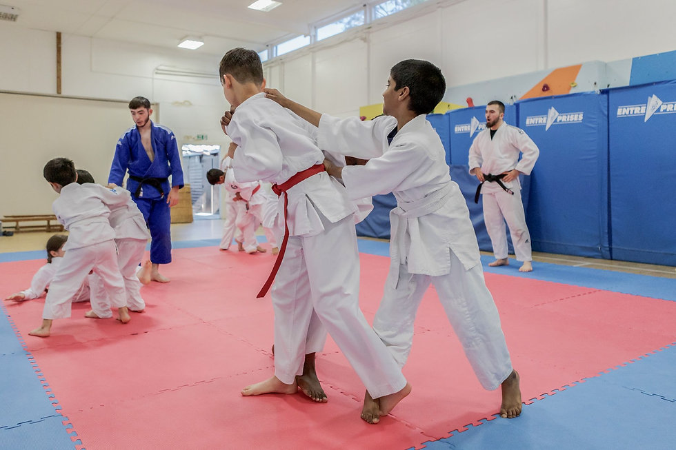 children practising judo