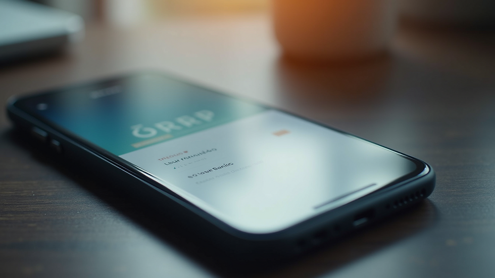 Eye-level view of a modern banking app interface on a smartphone