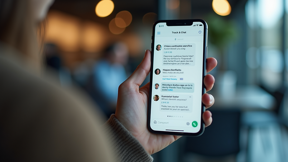 Close-up view of a smartphone displaying a customer service chat interface
