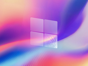 Windows with a shattered corner colourful gradient texture background