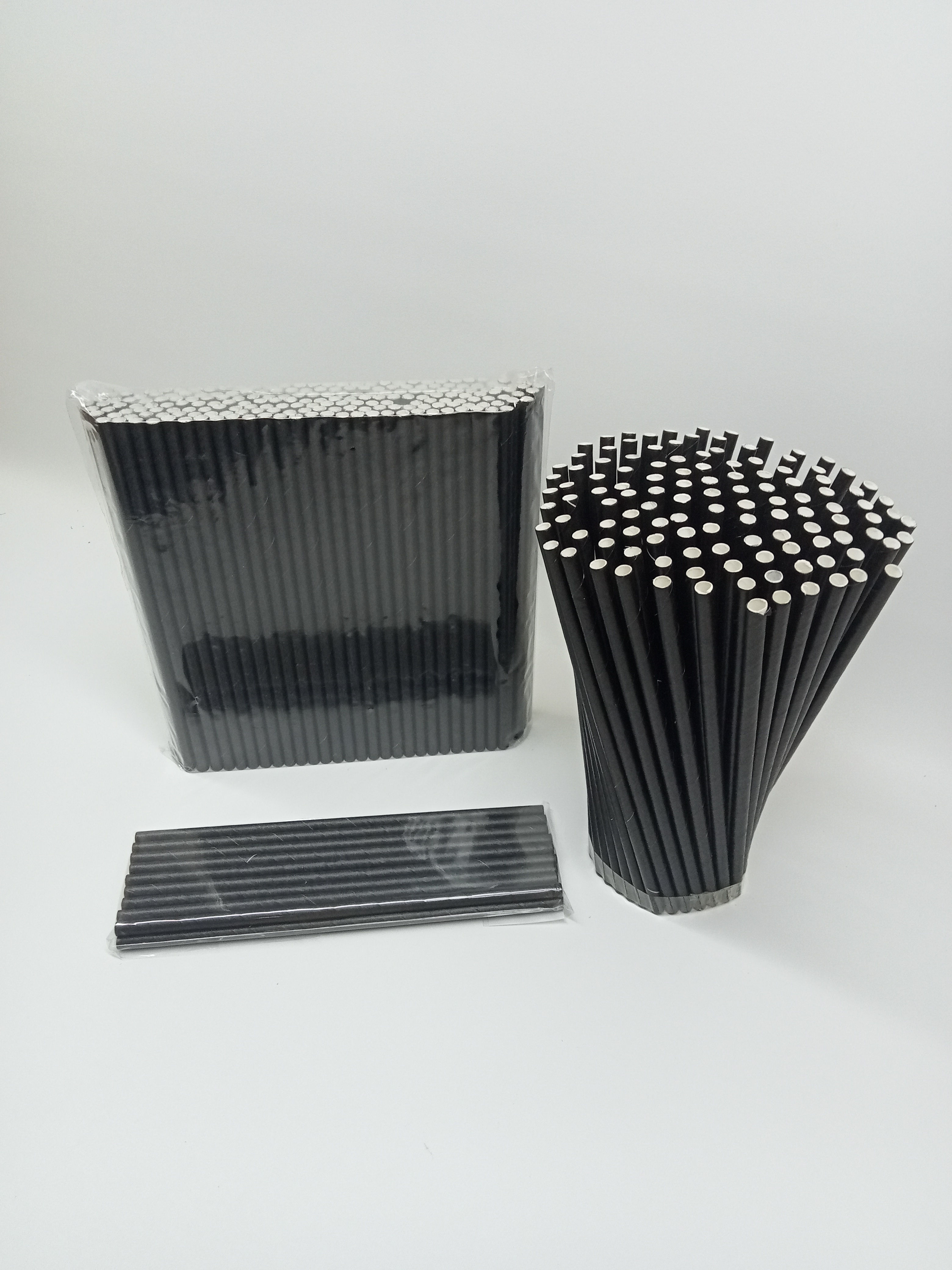 6 x 197 mm BLACK PAPER STRAWS
