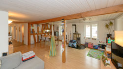 Wohnzimmer mit dem "antiken" Ofen