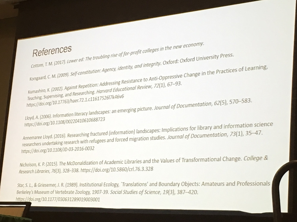 Reference page from Wendy Holliday's keynote