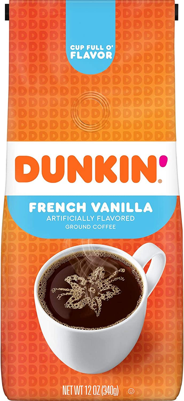 Dunkin' French Vanilla Flavored Ground Coffee, Medium Roast, 12 Ounces (6 Units)