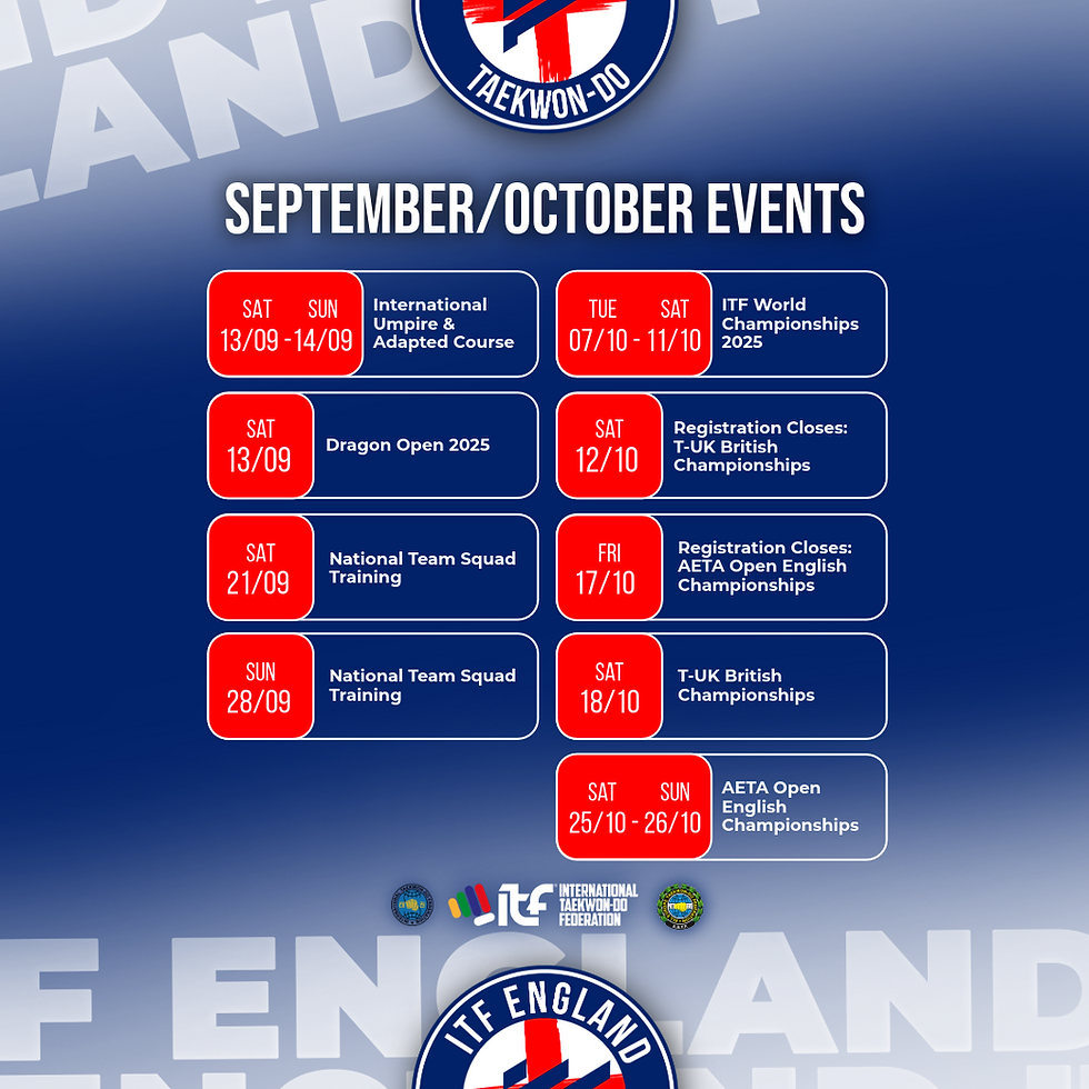 ITF England Events Calendar - September & October 2025