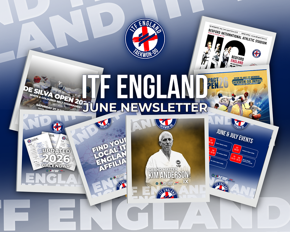 ITF England June 2026 Newsletter cover with Taekwon-Do event dates