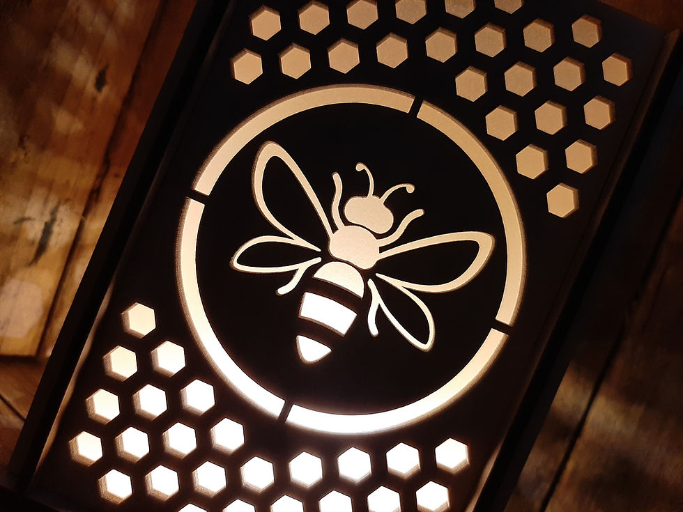 Thumbnail: Bee, Wooden tea light holder / Lantern. Bee design