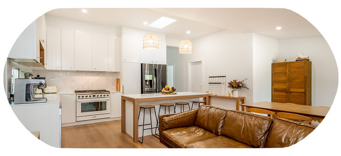 Home renovation lounge room and kitchen