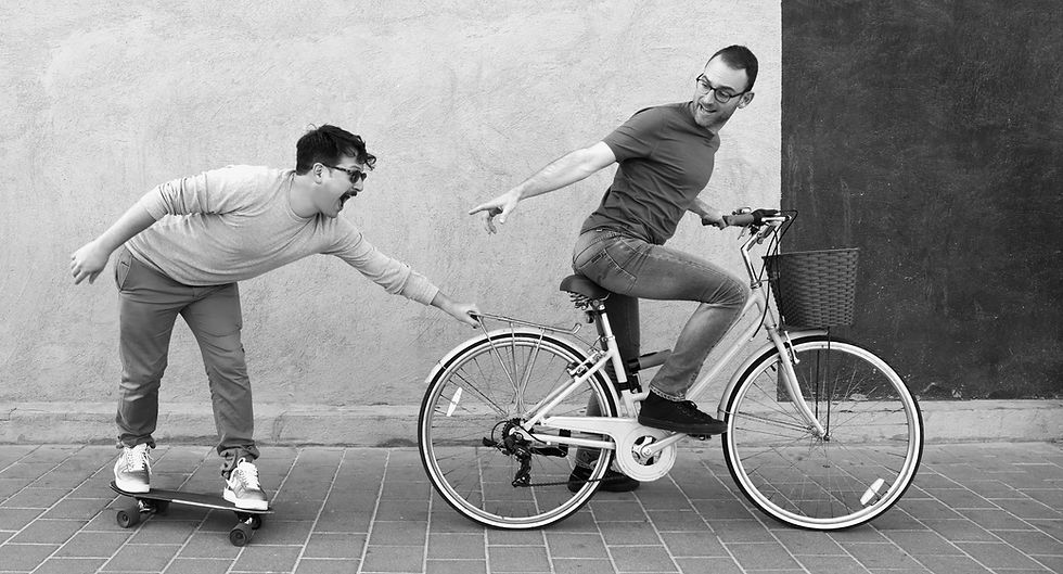 Couple riding bikes together, bonding through a shared activity, fostering connection and intimacy