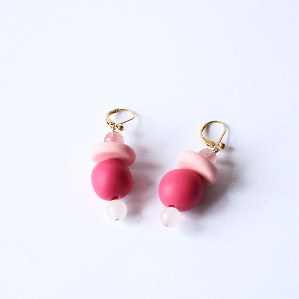 Miniaturbild: Perlen‑Hängeohrringe – Rosa – Clémentine