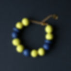 Bracelet de perles bleu et jaune Ulysse, argile polymère fait main et chaîne en laiton doré, ajustable, création Kadisha