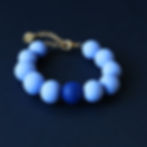 Bracelet de perles bleu Paolo, argile polymère fait main et chaîne en laiton doré, ajustable, création Kadisha