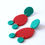 Thumbnail: Boucles d’oreilles argile polymère vert rouge acier inoxydable Kadisha