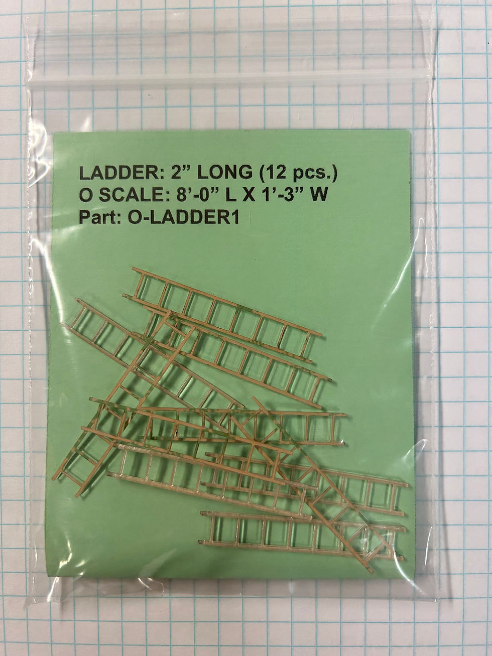 O Scale Ladder- 2" Long (8'-0" x 1'-3") (12 pcs.)