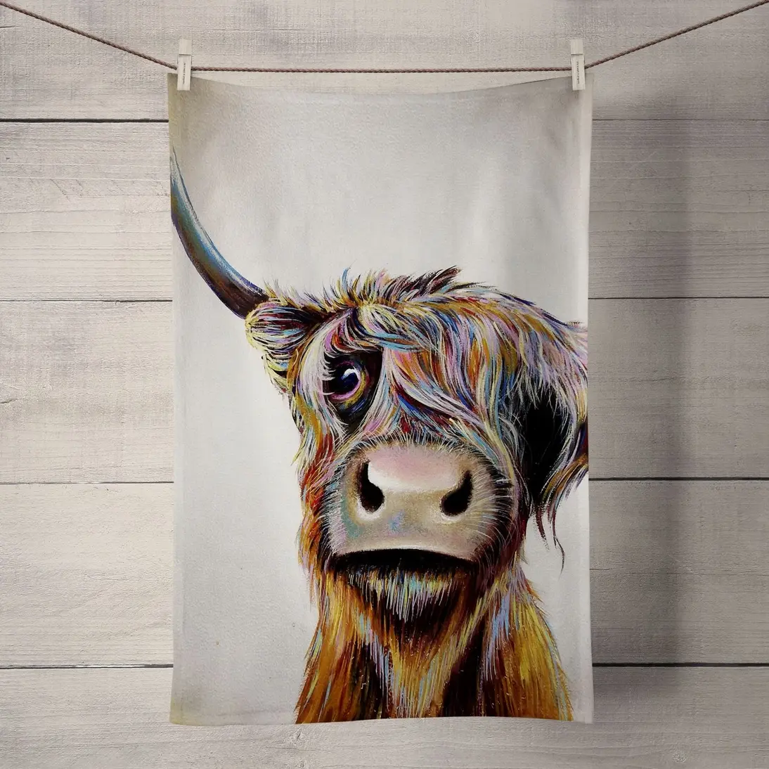 A Bad Hair Day Highland Cow Tea Towel