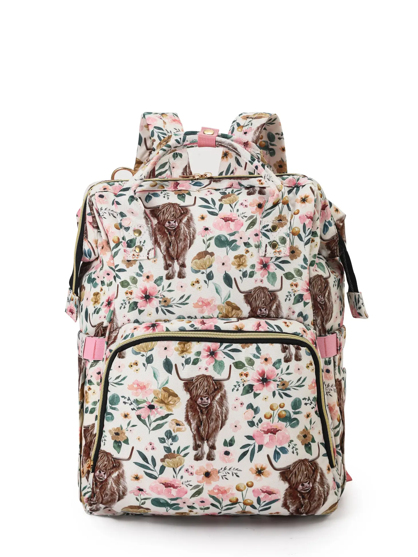 Highland Cow Floral Kids Backpack main image 1