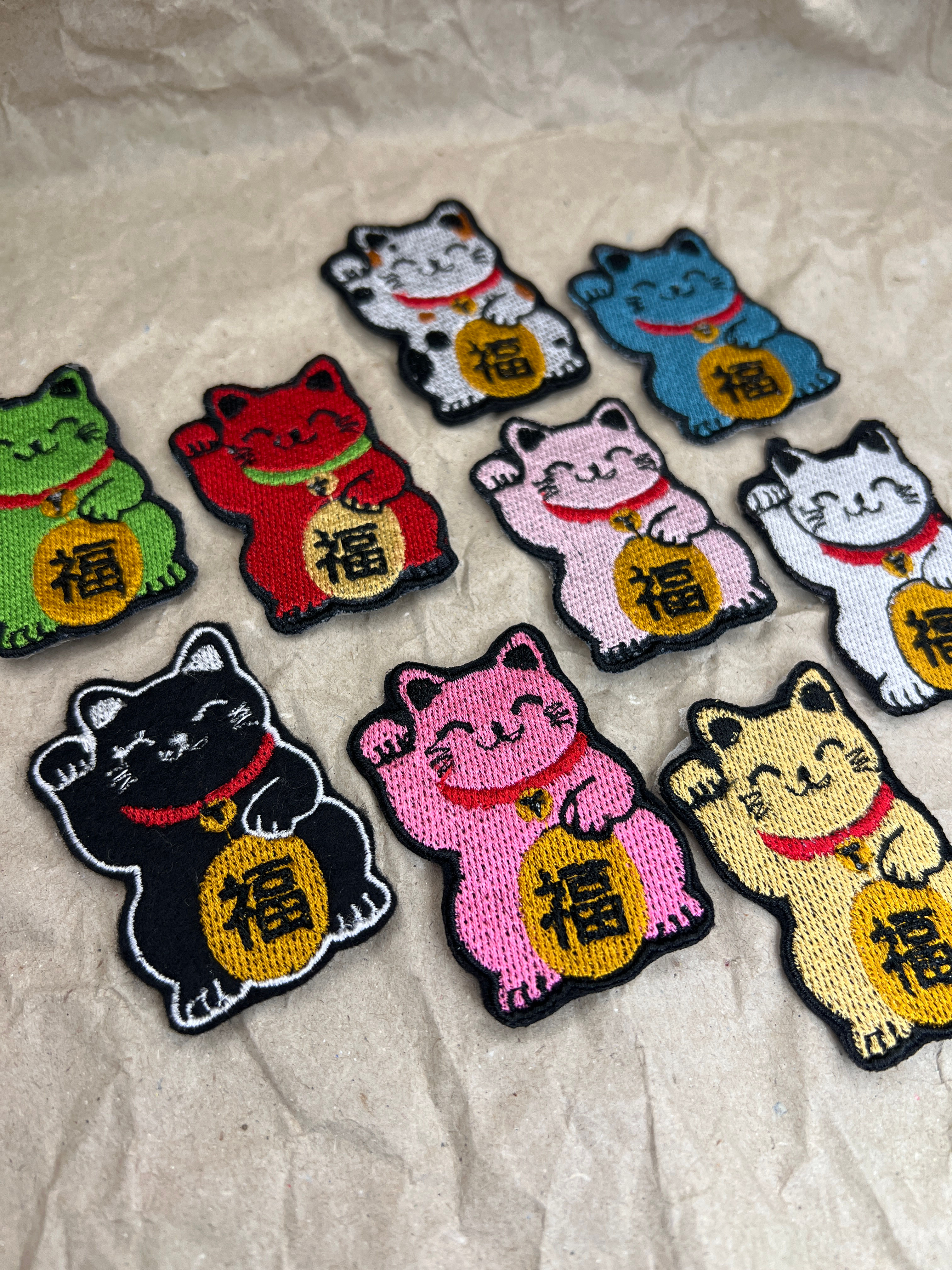 Lucky Cat, Maneki-neko Iron on Patches