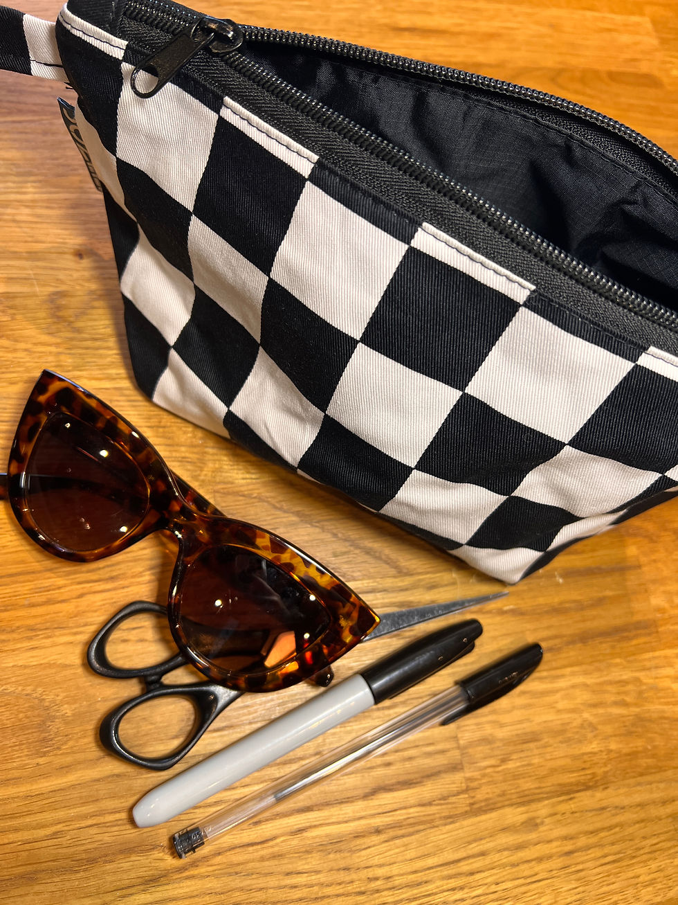 Thumbnail: CosBag Checkered black, white | Toiletries, Make-Up, Pencil Case