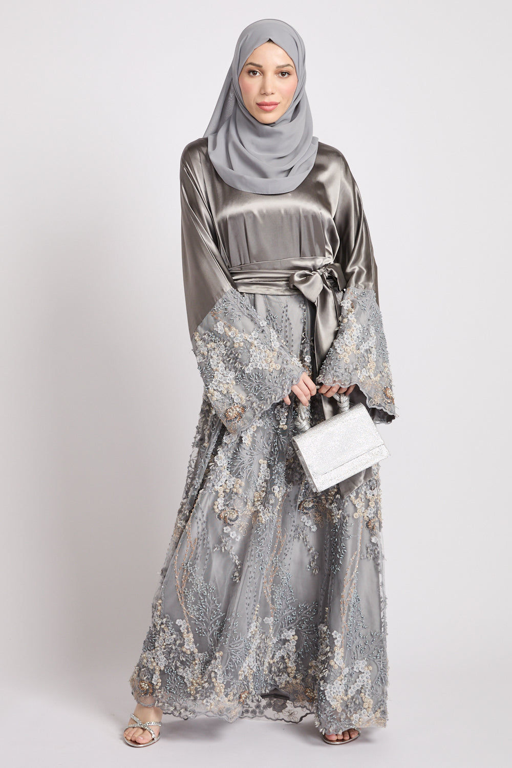 copy of Luxury Moonlit Lace Satin Closed Abaya - LIMITED EDITION